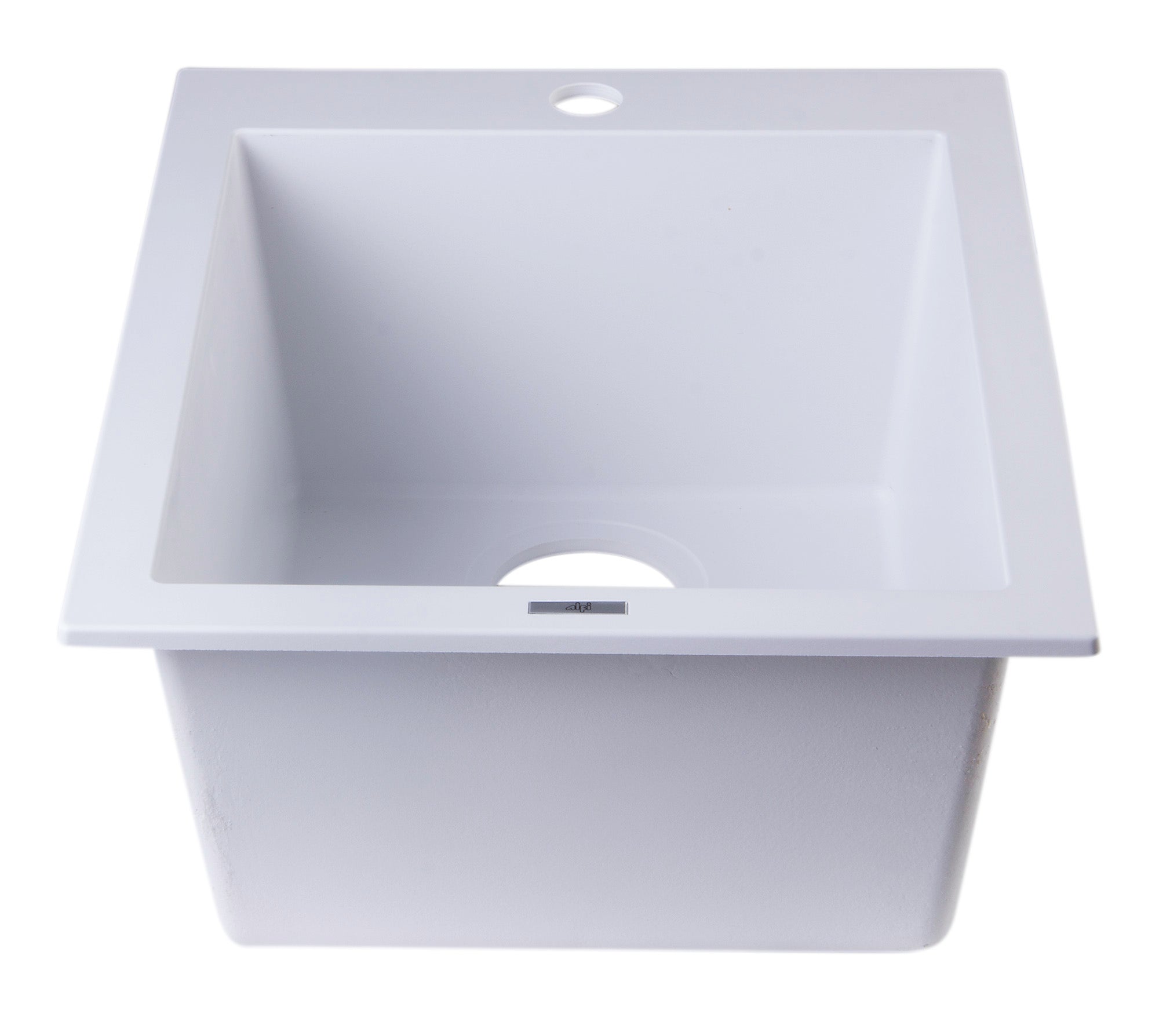 ALFI White 17" Drop-In Rectangular Granite Composite Kitchen Prep Sink, AB1720DI-W