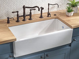 Rohl Shaws 36" Fireclay Single Bowl Farmhouse Apron Kitchen Sink, White, RC3618WH - The Sink Boutique