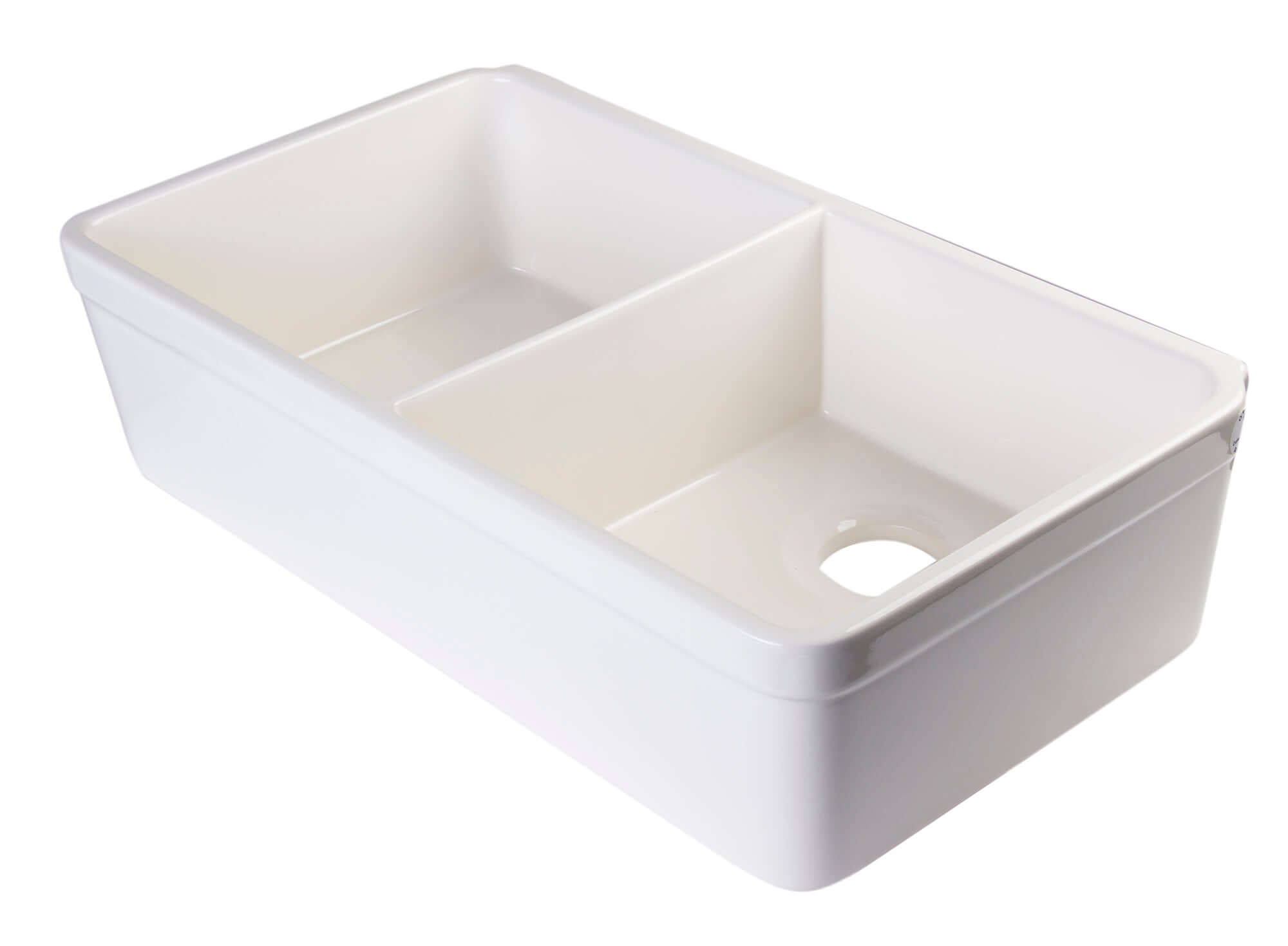 Alternate Image for ALFI 32" Double Bowl Fireclay Farmhouse Apron Sink, Biscuit, AB512-B