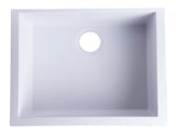 ALFI White 24" Undermount Single Bowl Granite Composite Kitchen Sink, AB2420UM-W