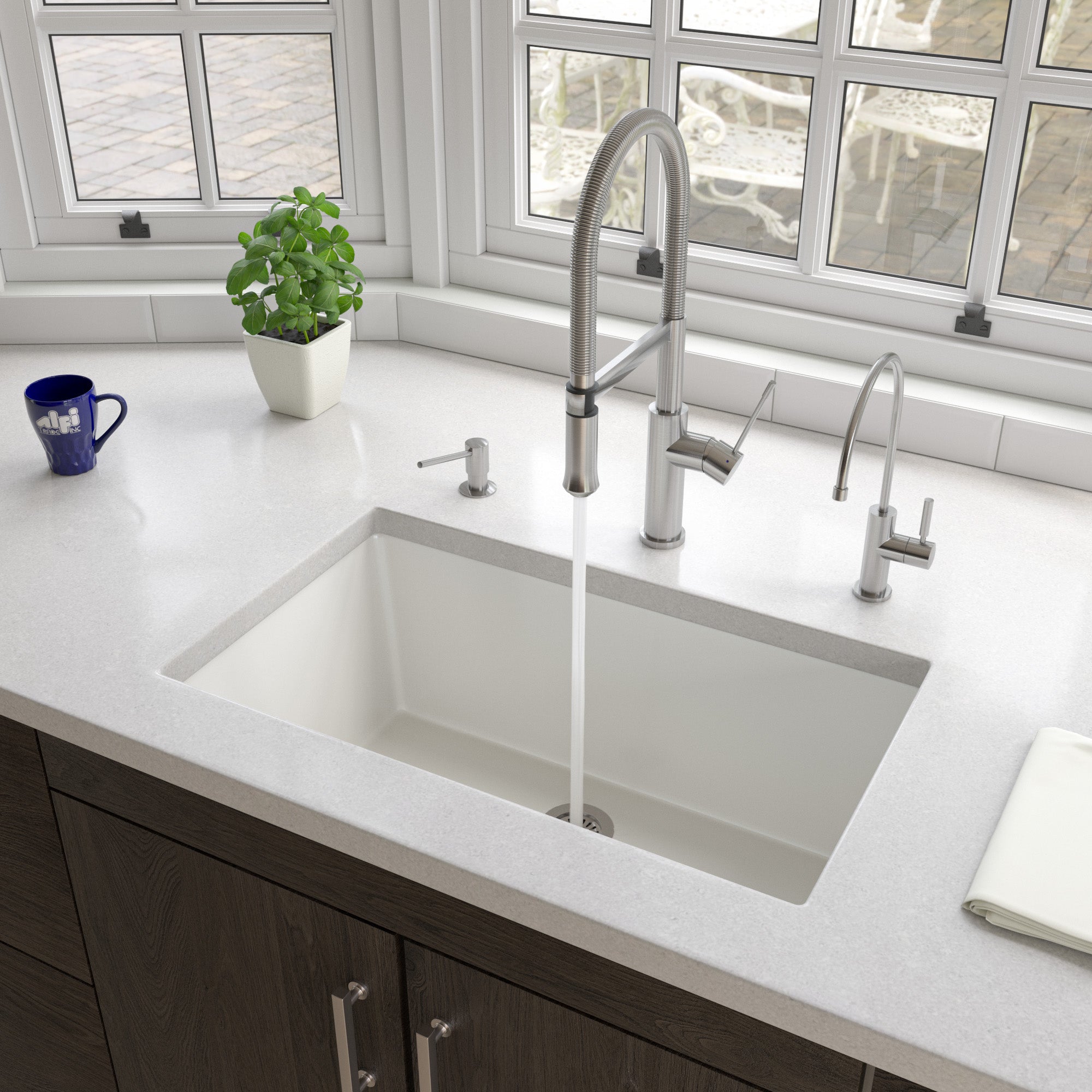 ALFI brand 30" Fireclay Undermount Kitchen Sink, White, AB3018UD-W - The Sink Boutique