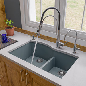 Alternate Image for ALFI brand AB3320UM-T Titanium 33" Double Bowl Undermount Granite Composite Kitchen Sink