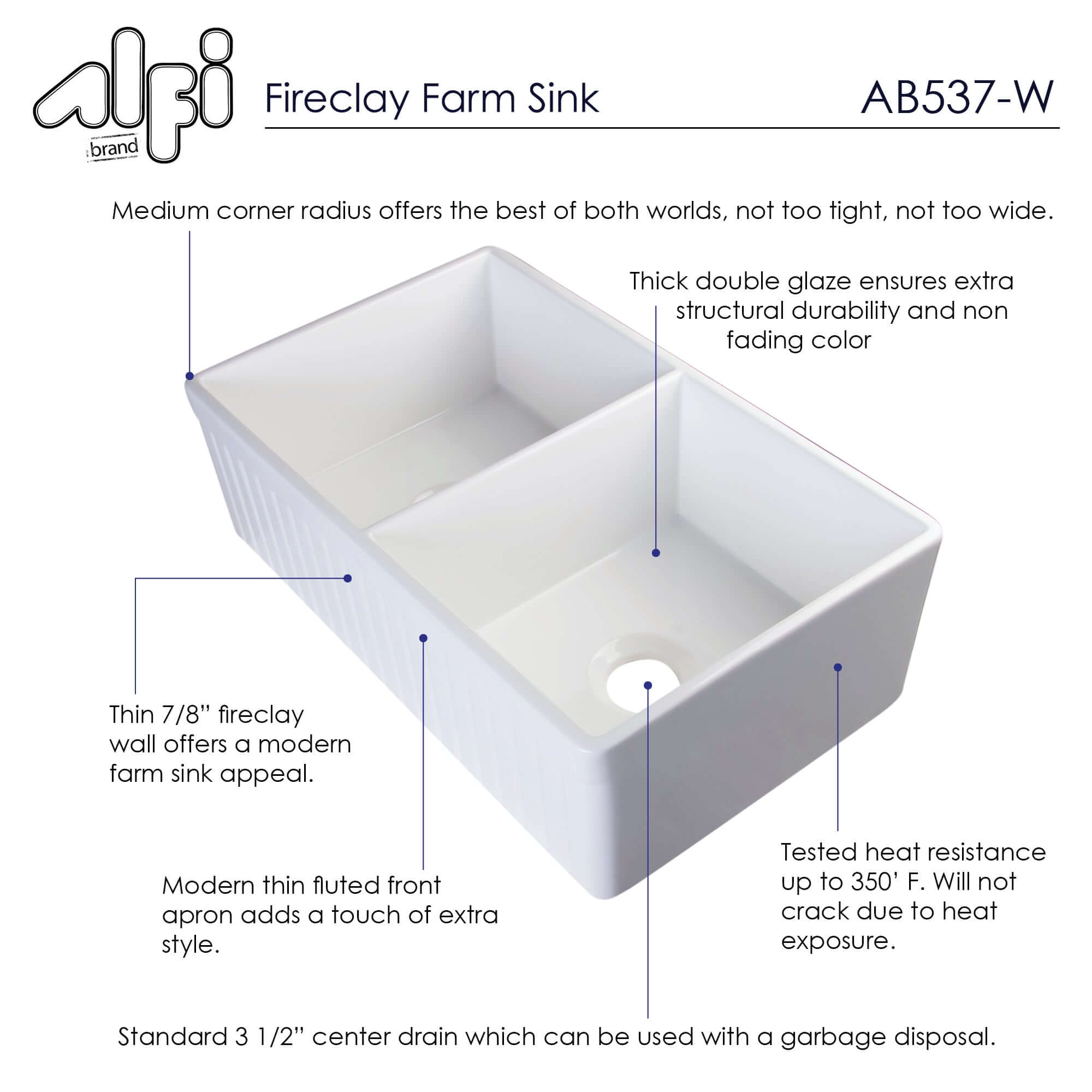 ALFI brand 12 x 24 White Matte Stainless Steel Vertical Double