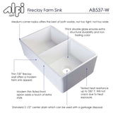 ALFI 32" Fluted Double Bowl Fireclay Farmhouse Apron Sink, White, AB537-W