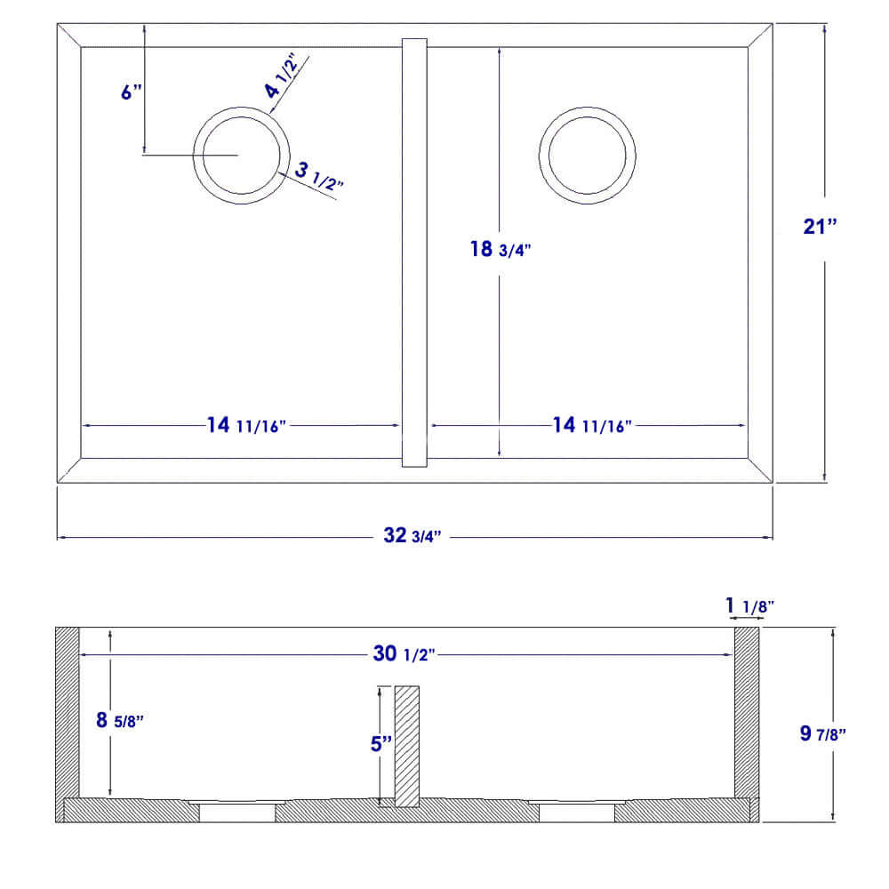 ALFI 33" Double Bowl Bowl Bamboo Farmhouse Apron Sink, AB3321