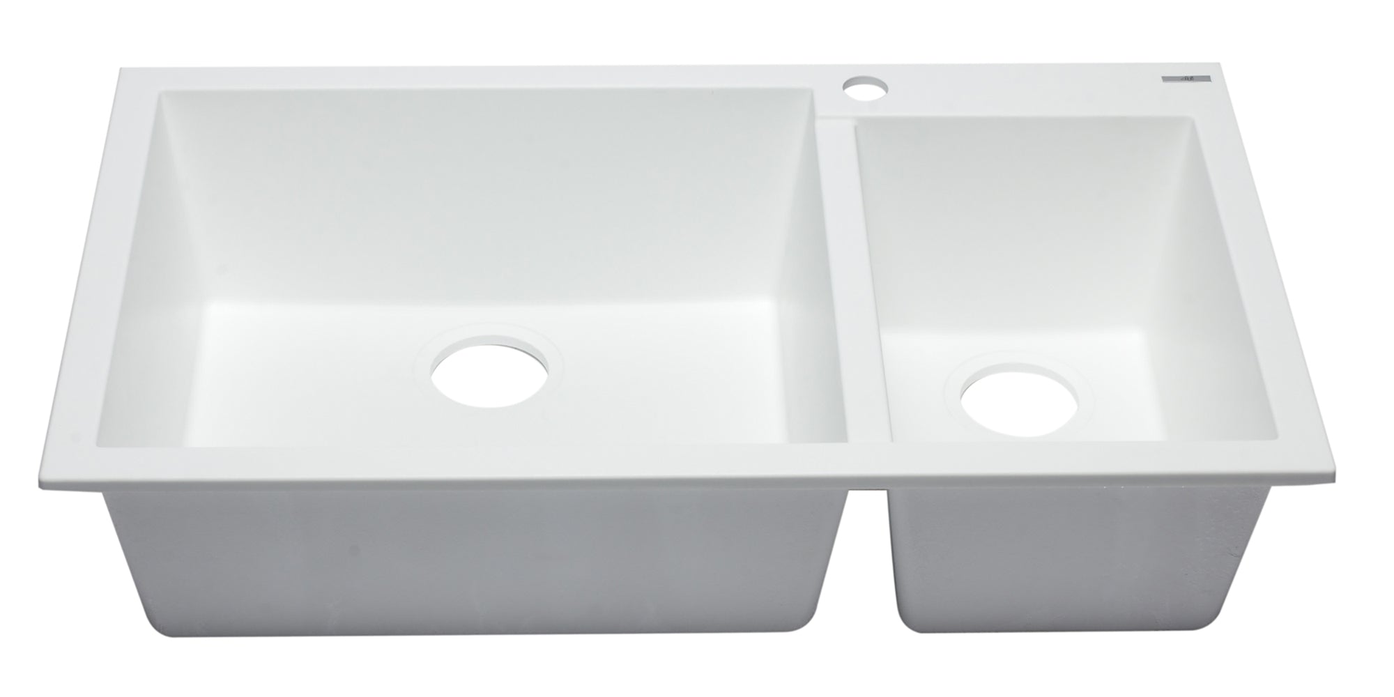 ALFI White 34" Double Bowl Drop In Granite Composite Kitchen Sink, AB3319DI-W