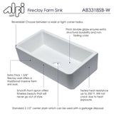 ALFI 33" Single Bowl Thick Wall Fireclay Farmhouse Apron Sink, Reversible, White, AB3318SB-W - The Sink Boutique