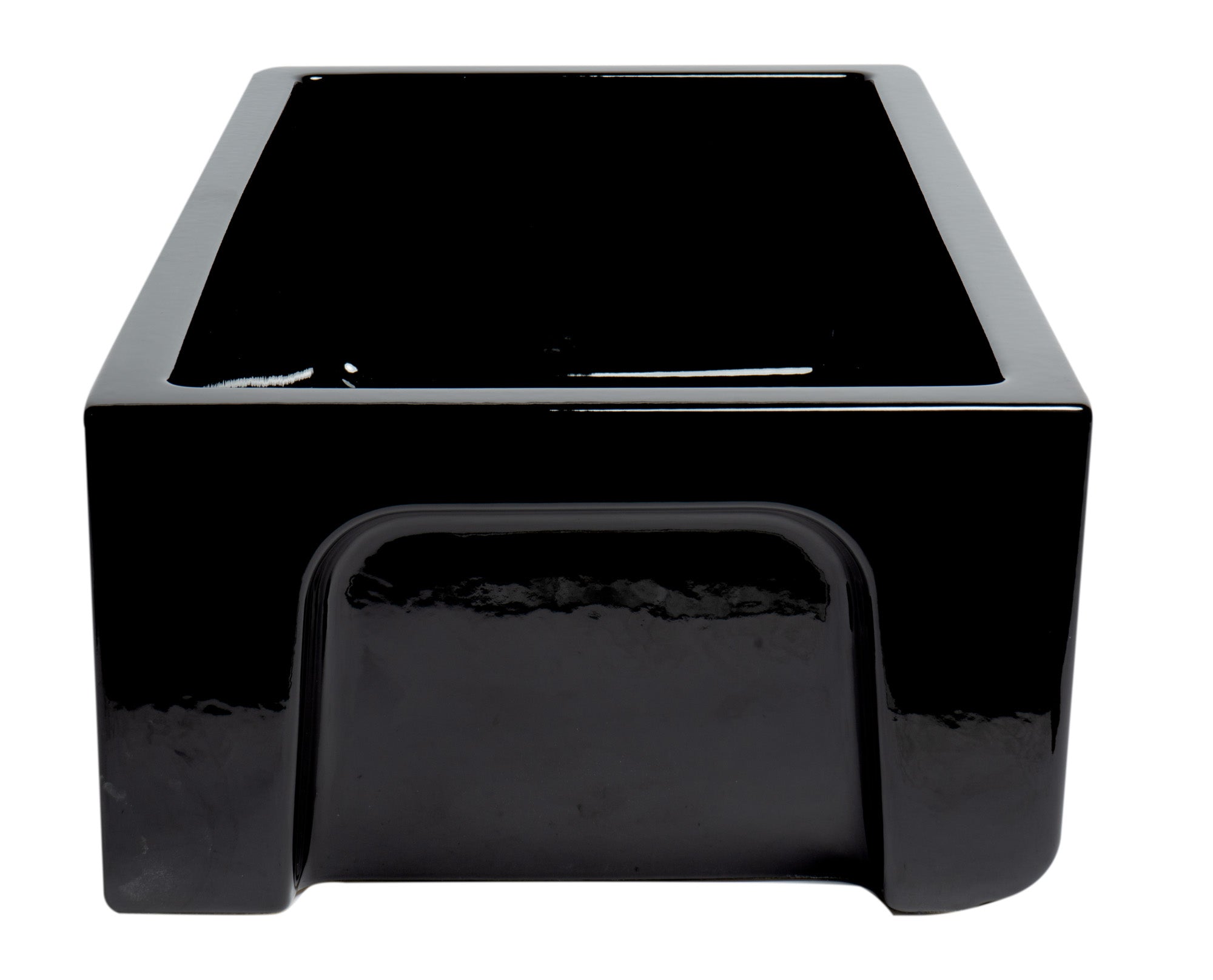 ALFI 33" Fireclay Farmhouse Kitchen Sink, Single Bowl, Reversible, Black Gloss, AB3318HS-BG