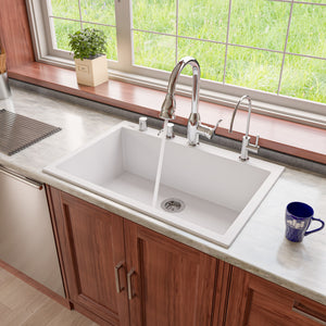 Alternate Image for ALFI White 33" Single Bowl Drop In Granite Composite Kitchen Sink, AB3322DI-W