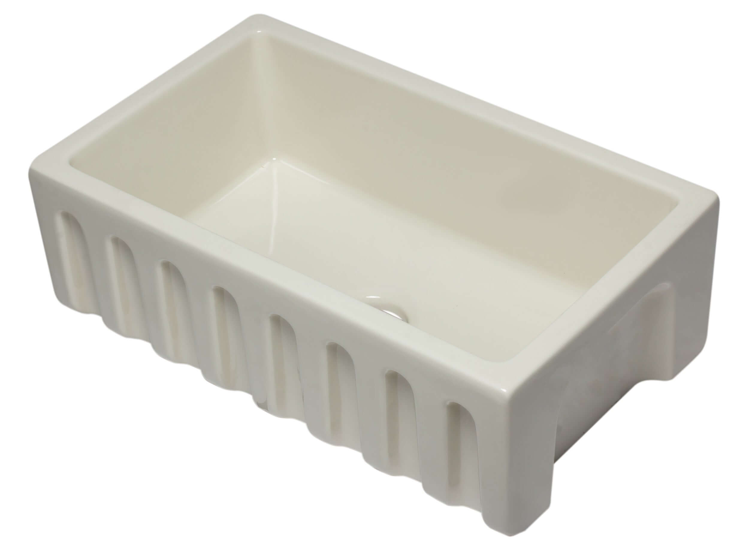 ALFI 30" Single Bowl Fireclay Farmhouse Apron Sink, Biscuit, Reversible, AB3018HS-B