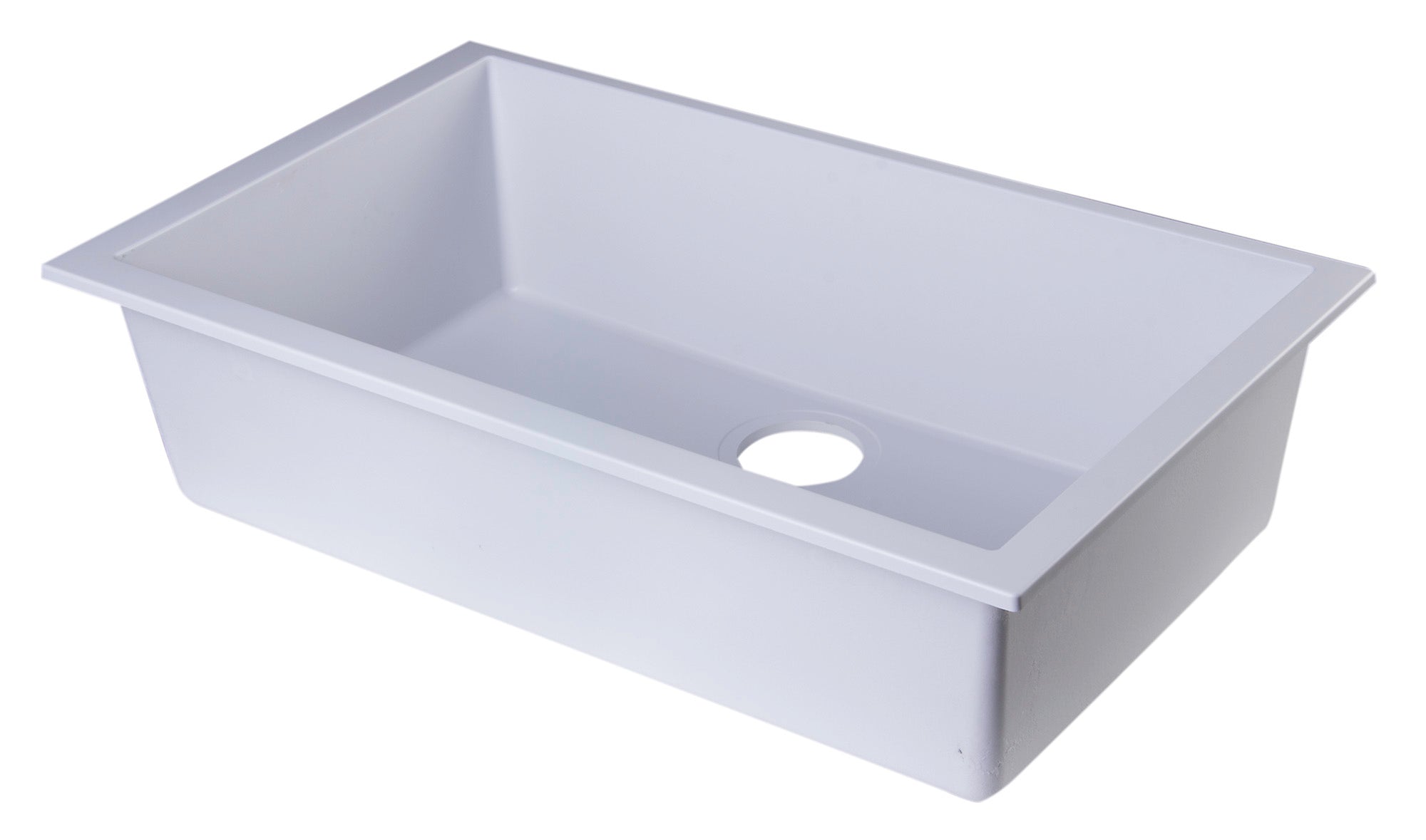 ALFI White 30" Undermount Single Bowl Granite Composite Kitchen Sink, AB3020UM-W