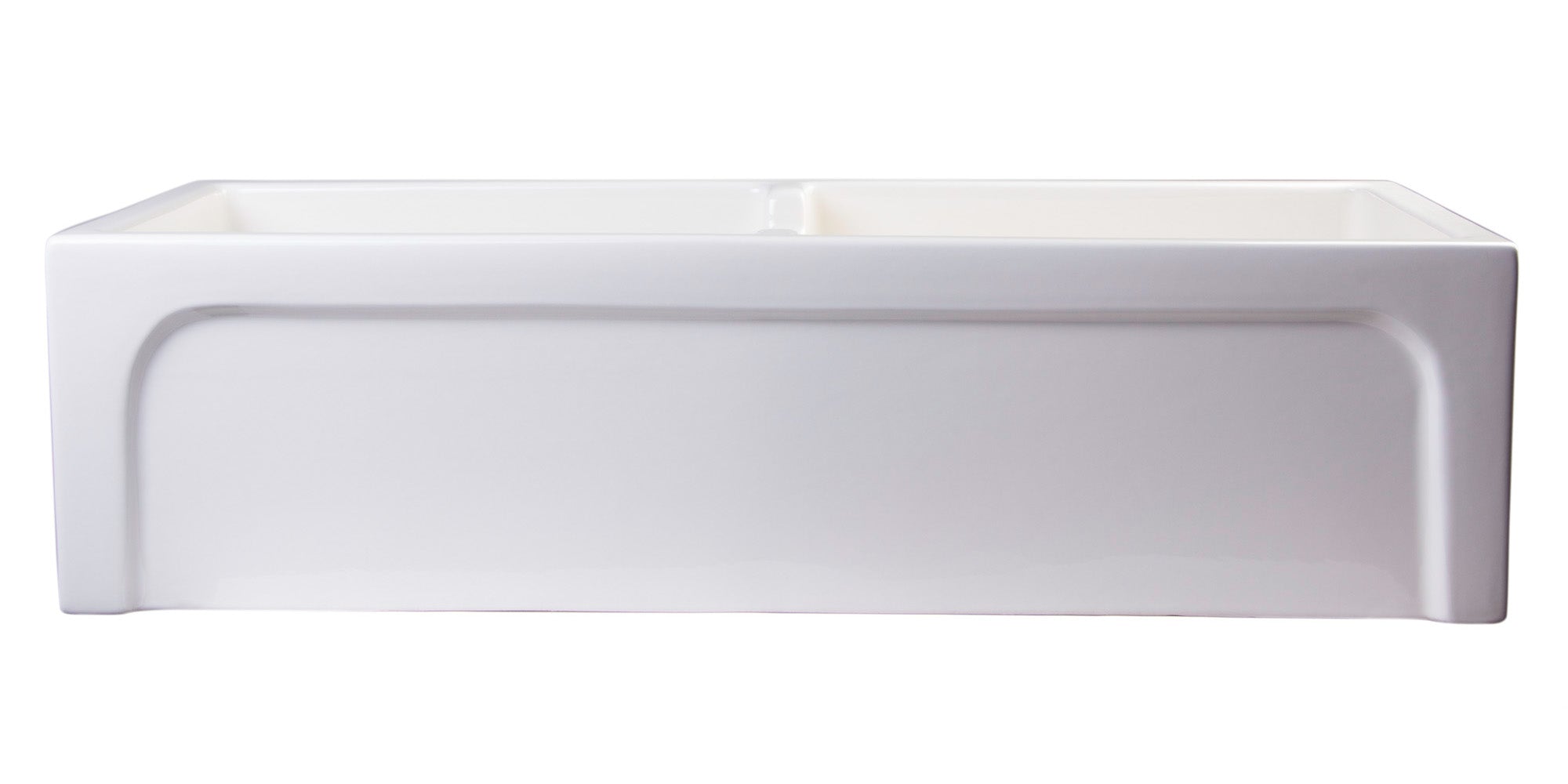 ALFI brand AB3918ARCH-B  39" Biscuit Arched Apron Thick Wall Fireclay Double Bowl Farm Sink - The Sink Boutique