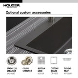 Houzer 33" Quartztone Undermount Composite Granite 50/50 Double Bowl Kitchen Sink, White, M-200U - The Sink Boutique