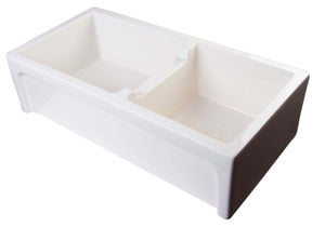 Alternate Image for ALFI 36" Arched Double Bowl Thick Wall Fireclay Farmhouse Sink, Biscuit, AB3618ARCH-B