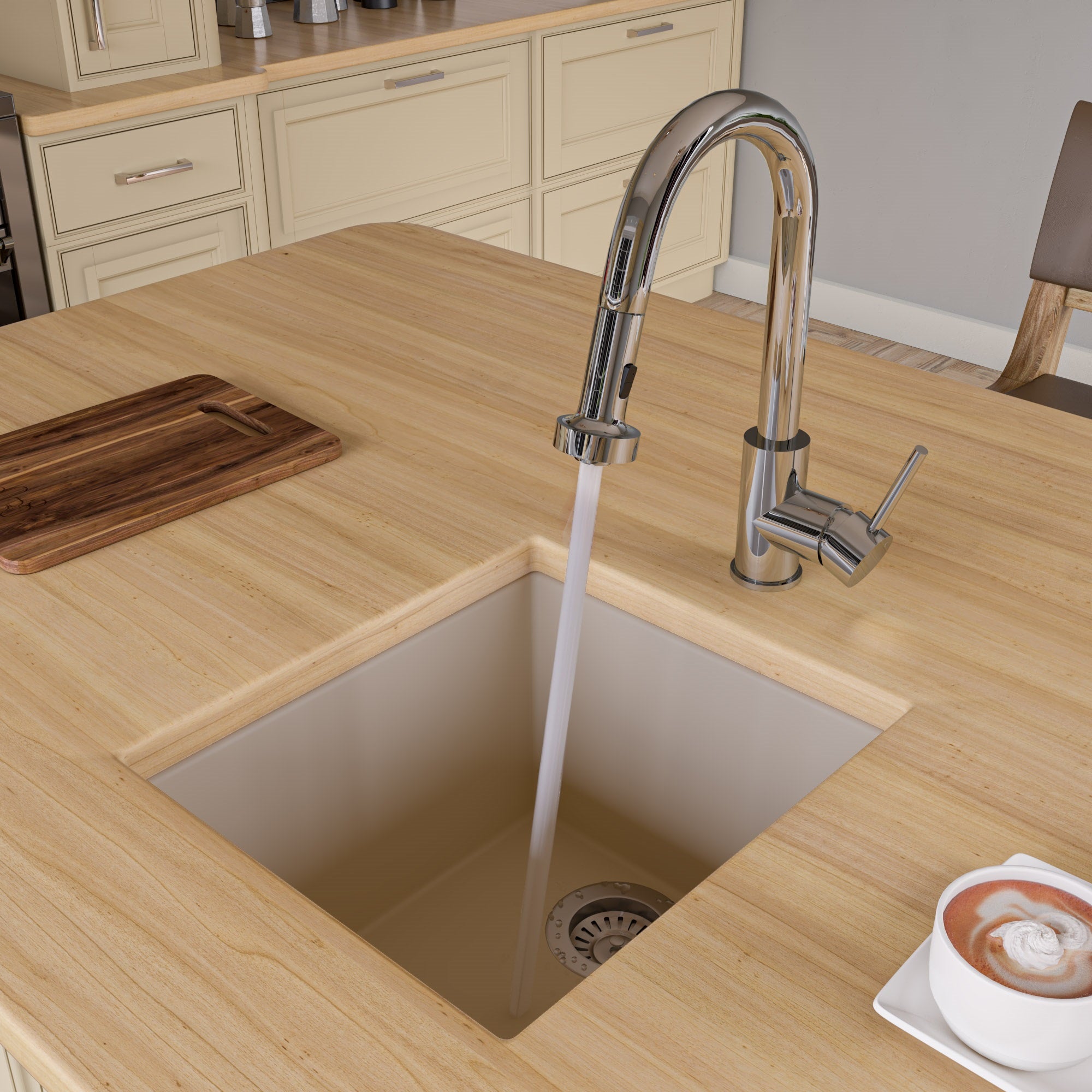 Alternate Image for ALFI Biscuit 17" Undermount Rectangular Granite Composite Kitchen Prep Sink, AB1720UM-B