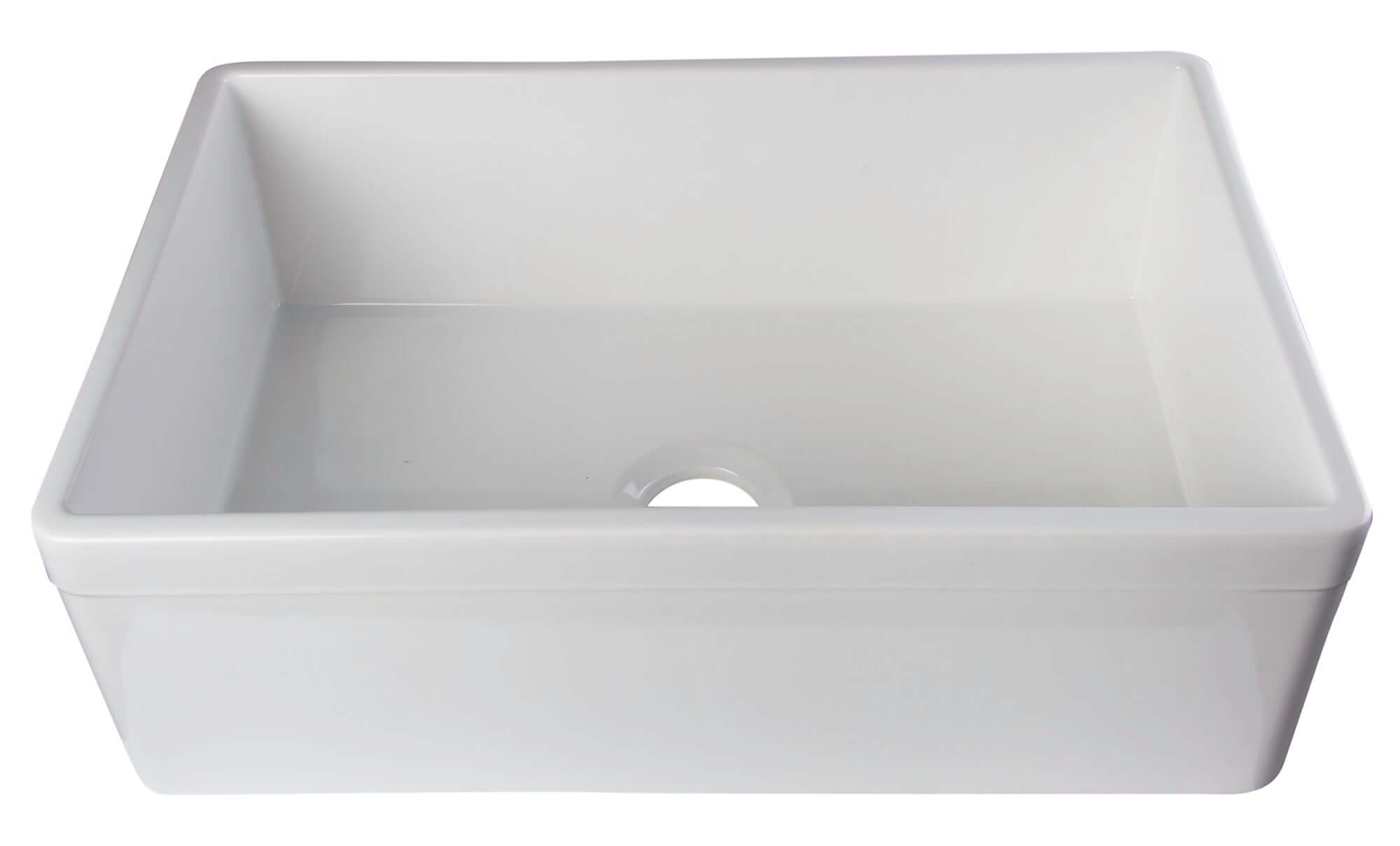 ALFI 30" Single Bowl Fireclay Farmhouse Apron Sink, White, Decorative, AB511-W