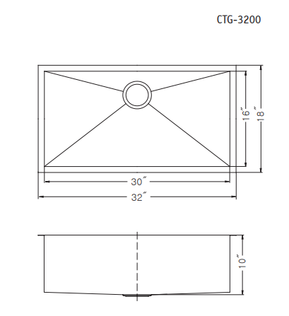 Houzer 32" Stainless Steel Undermount Single Bowl Kitchen Sink, CTG-3200 - The Sink Boutique
