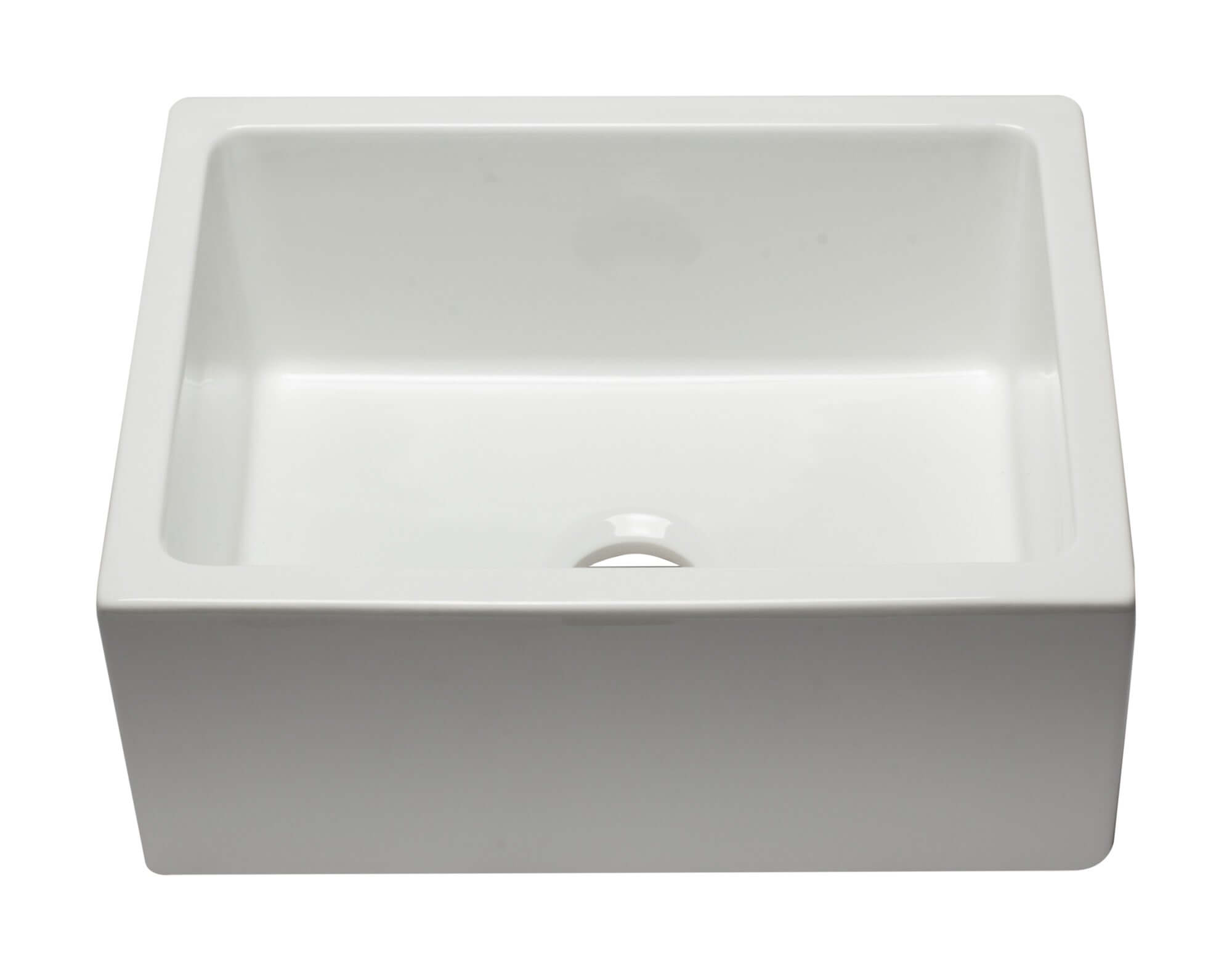 ALFI 24" Single Bowl Fireclay Farmhouse Apron Sink, White, Reversible, AB2418HS-W