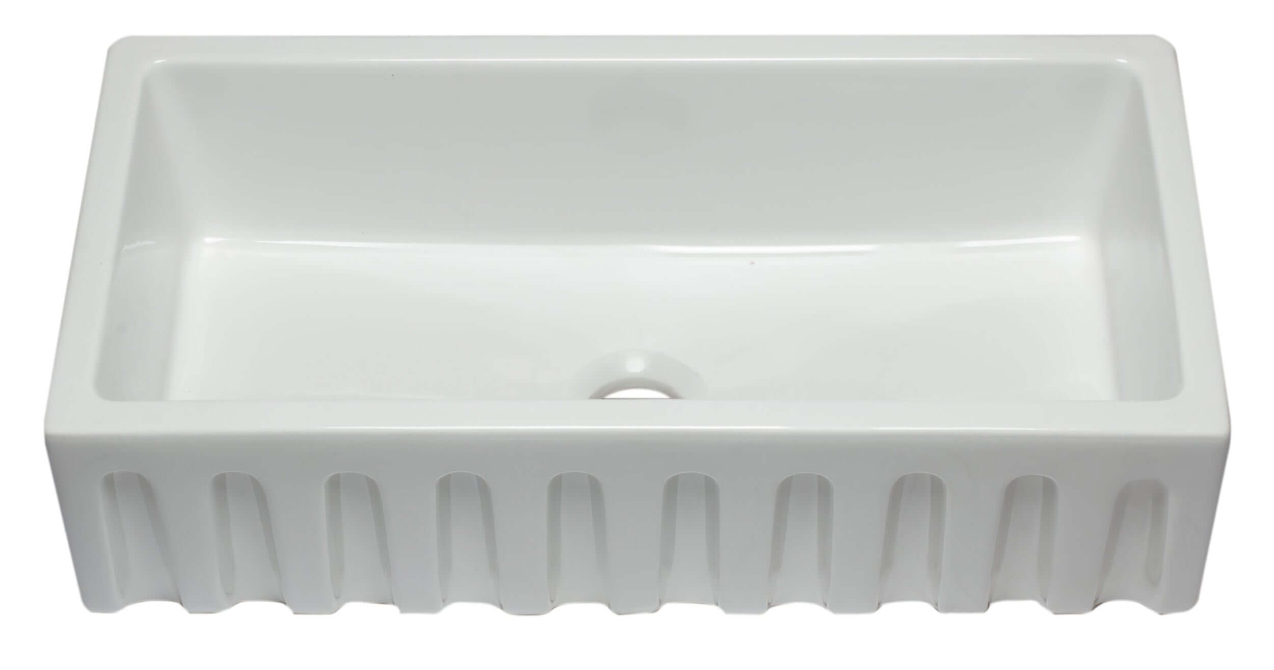 ALFI 36" Single Bowl Fireclay Farmhouse Kitchen Sink, White, Reversible, AB3618HS-W