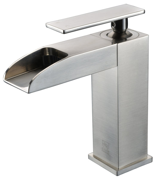 ALFI Brushed Nickel Single Hole Waterfall Bathroom Faucet, AB1598-BN