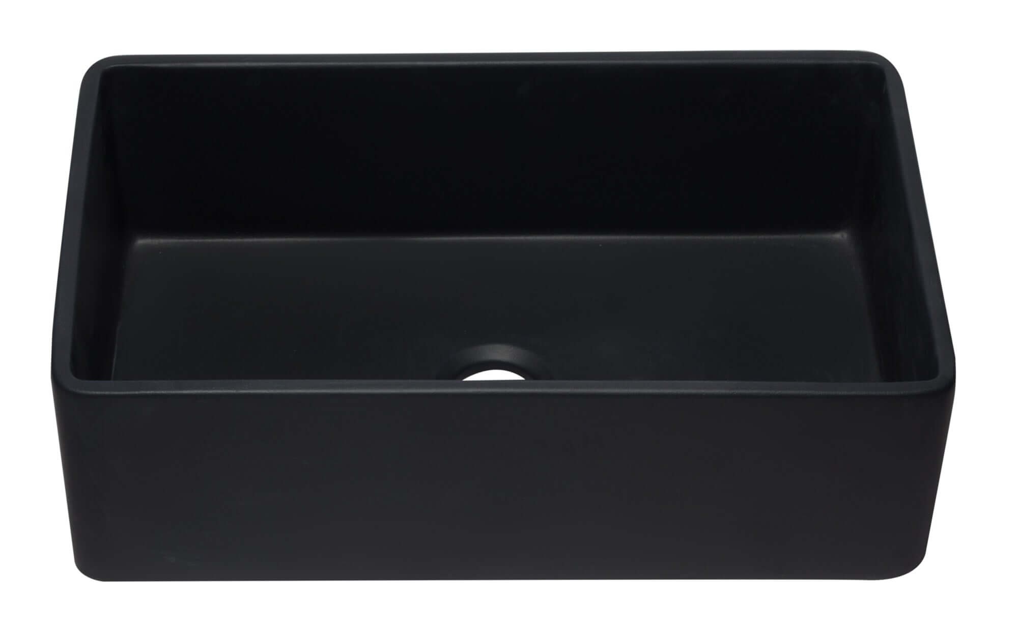 ALFI 33" Single Bowl Fireclay Farmhouse Apron Sink, Black Matte, AB3320SB-BM - The Sink Boutique