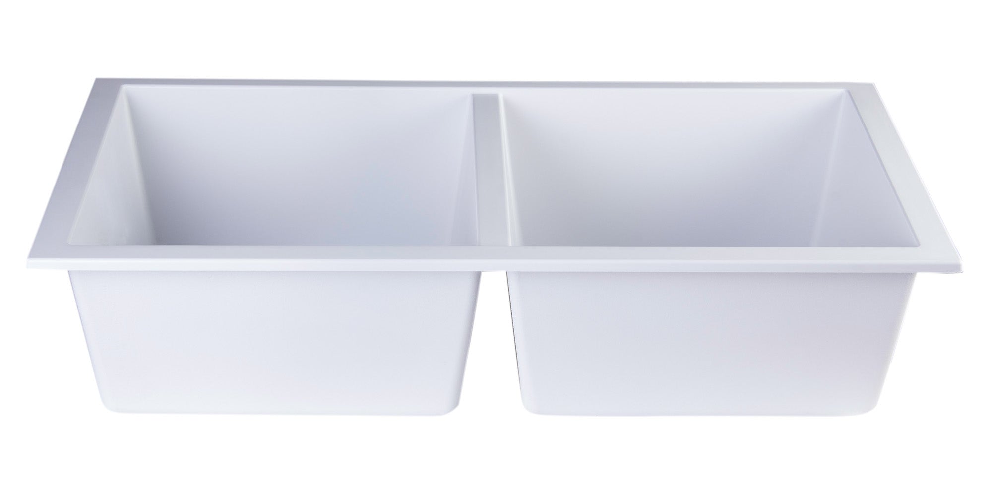 ALFI White 34" Undermount Double Bowl Granite Composite Kitchen Sink, AB3420UM-W