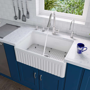 Alternate Image for ALFI 30" Fluted Single Bowl Fireclay Farmhouse Apron Sink, White, AB509-W