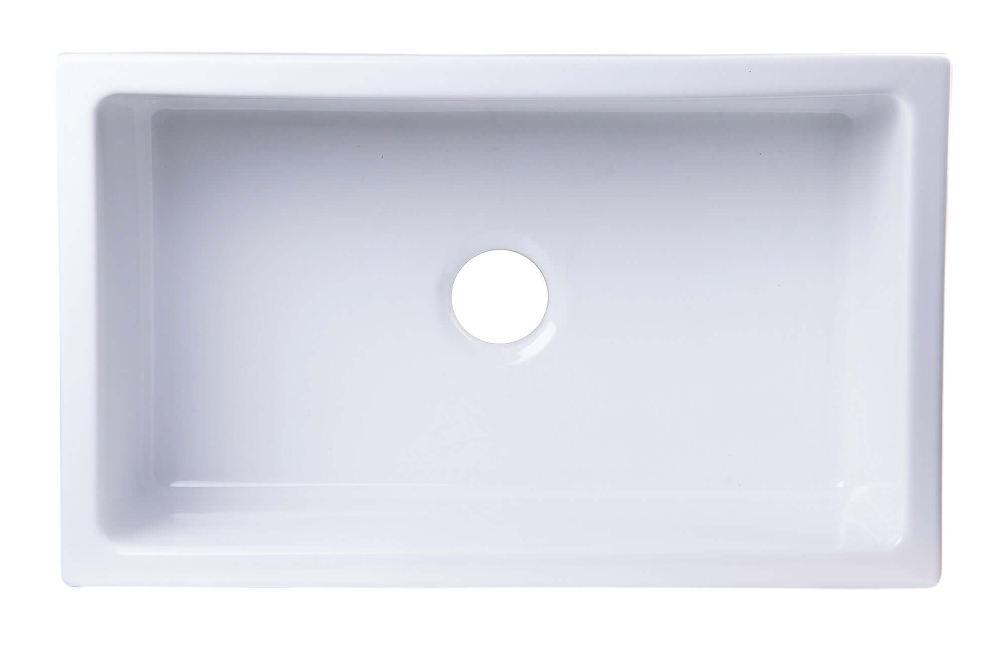 ALFI 30" Single Bowl Thick Wall Fireclay Farmhouse Apron Sink, White, AB3018SB-W