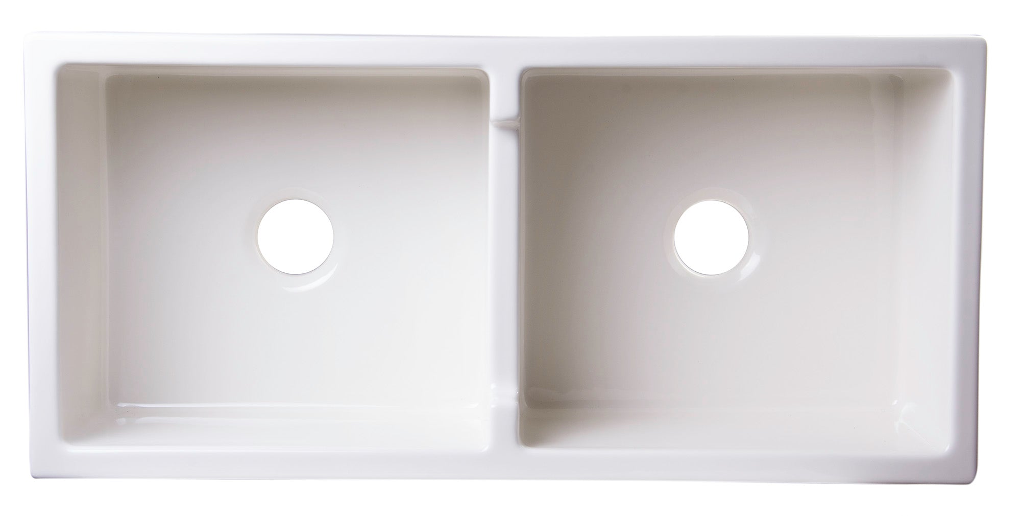 ALFI brand AB3918ARCH-B  39" Biscuit Arched Apron Thick Wall Fireclay Double Bowl Farm Sink - The Sink Boutique