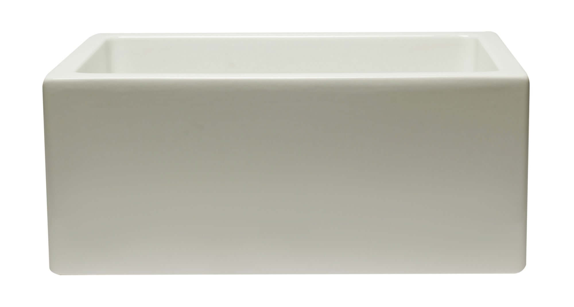ALFI brand AB2418HS-B 24 inch Biscuit Reversible Smooth / Fluted Single Bowl Fireclay Farmhouse Sink Front