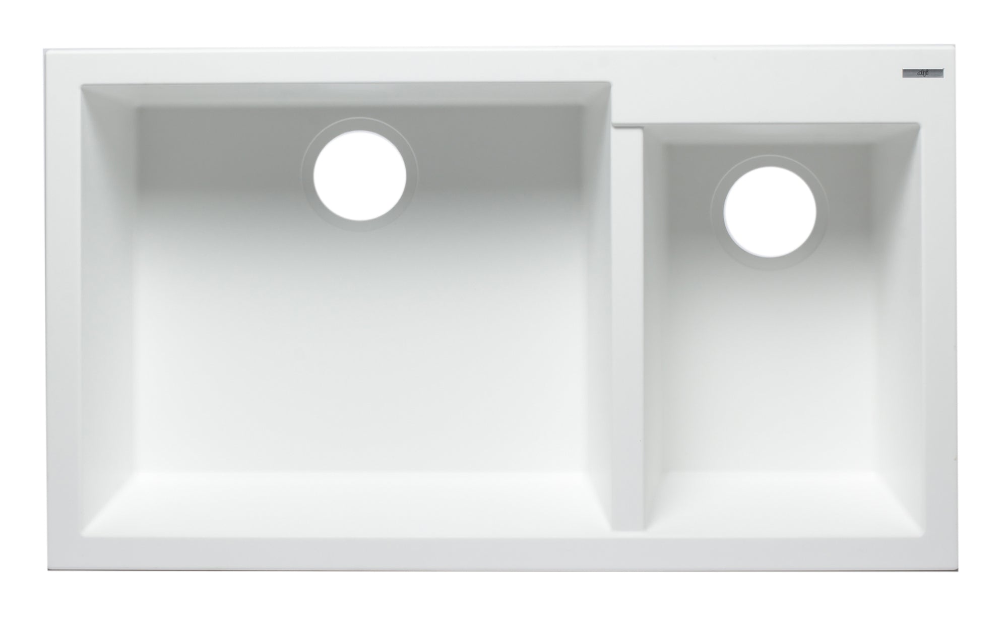 ALFI White 34" Double Bowl Undermount Granite Composite Kitchen Sink, AB3319UM-W
