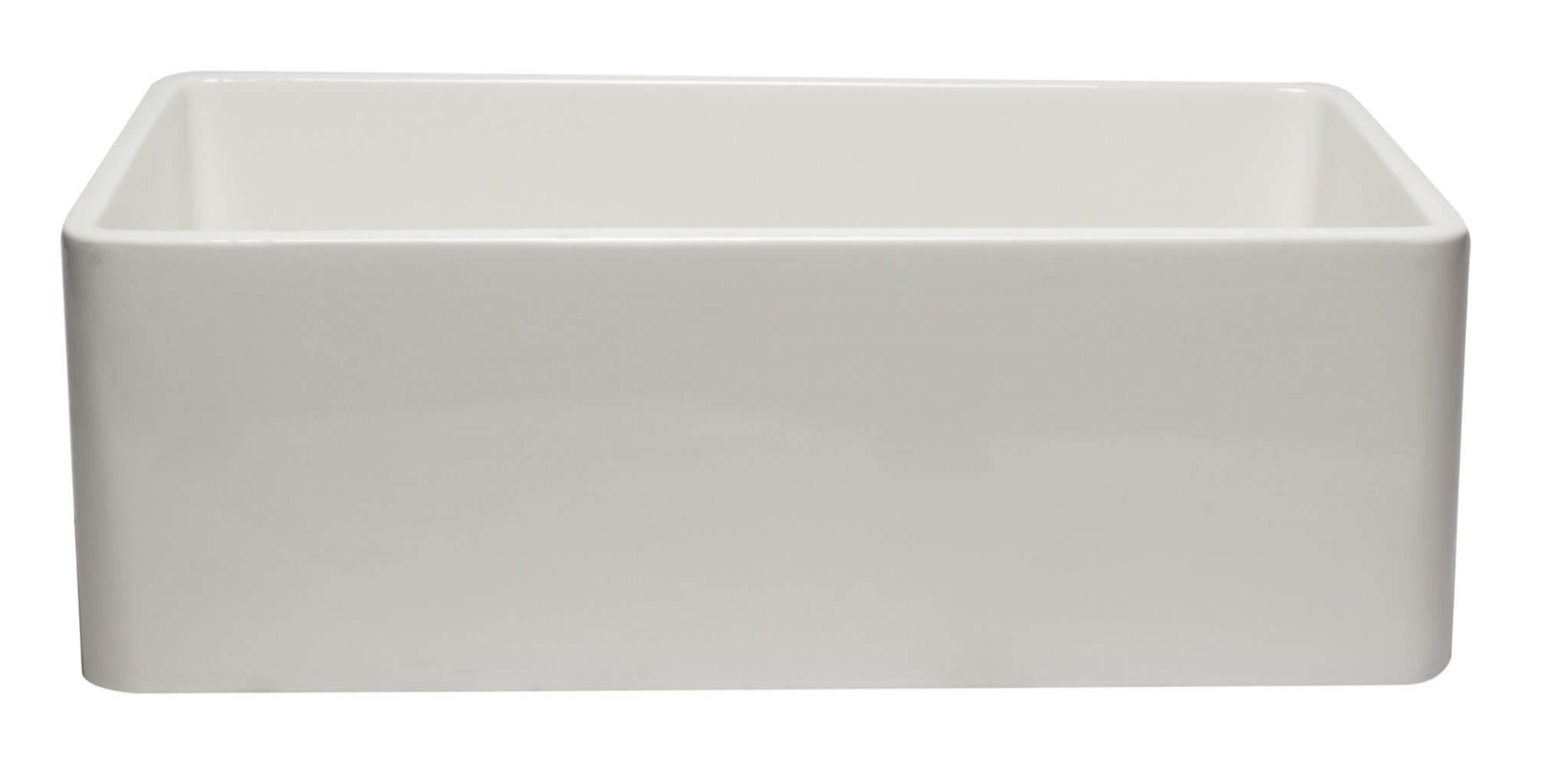 ALFI brand AB3020SB-W 30 inch White Reversible Single Fireclay Farmhouse Kitchen Sink Front Flat