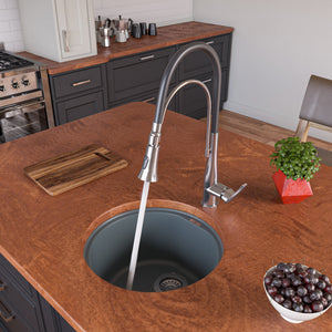 Alternate Image for ALFI brand AB1717UM-T Titanium 17" Undermount Round Granite Composite Kitchen Prep Sink