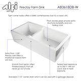 ALFI 36" Smooth Double Bowl Thick Wall Fireclay Farmhouse Sink, White, AB3618DB-W