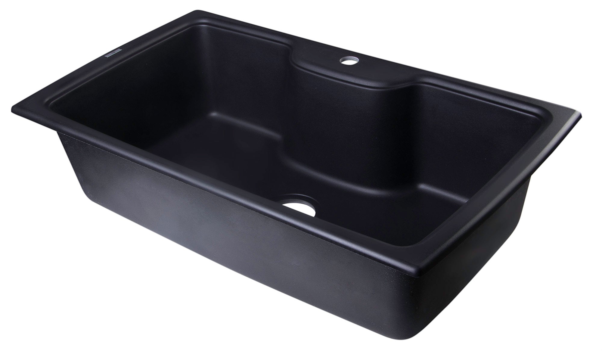 ALFI Black 35" Drop-In Single Bowl Granite Composite Kitchen Sink, AB3520DI-BLA