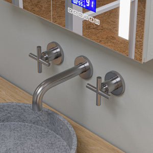 Alternate Image for ALFI brand AB1035-BN Brushed Nickel 8" Widespread Wall-Mounted Cross Handle Faucet