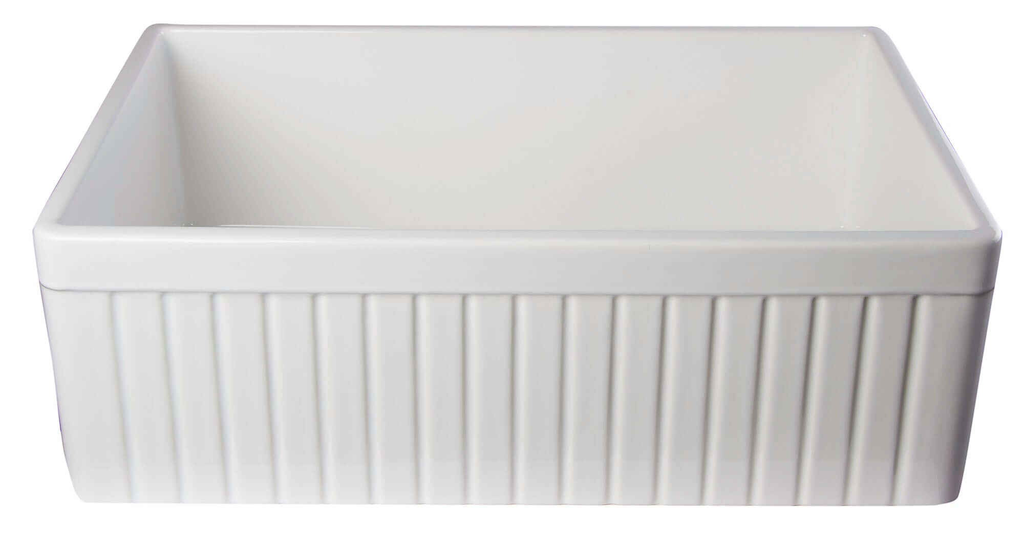 ALFI 30" Fluted Single Bowl Fireclay Farmhouse Apron Sink, White, AB509-W