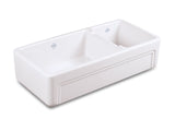 Rohl Shaws 40" Fireclay 70/30 Double Bowl Farmhouse Apron Kitchen Sink, White, RC4018WH - The Sink Boutique
