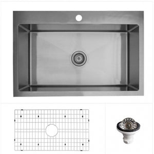 Alternate Image for Karran 33" Drop In/Topmount Stainless Steel Kitchen Sink, 16 Gauge, EL-33-PK1