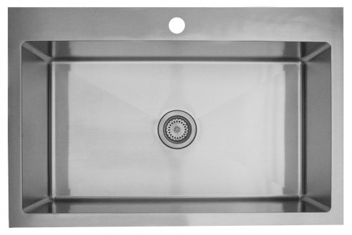 Karran 33" Drop In/Topmount Stainless Steel Kitchen Sink, 16 Gauge, EL-33-PK1