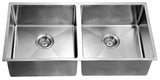 Dawn 35" Stainless Steel Undermount 50/50 Double Bowl Kitchen Sink, XSR321616