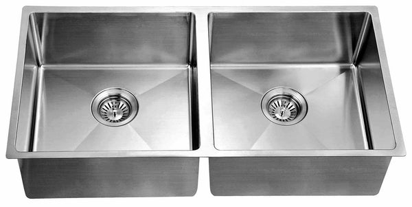 Dawn 35" Stainless Steel Undermount 50/50 Double Bowl Kitchen Sink, XSR321616