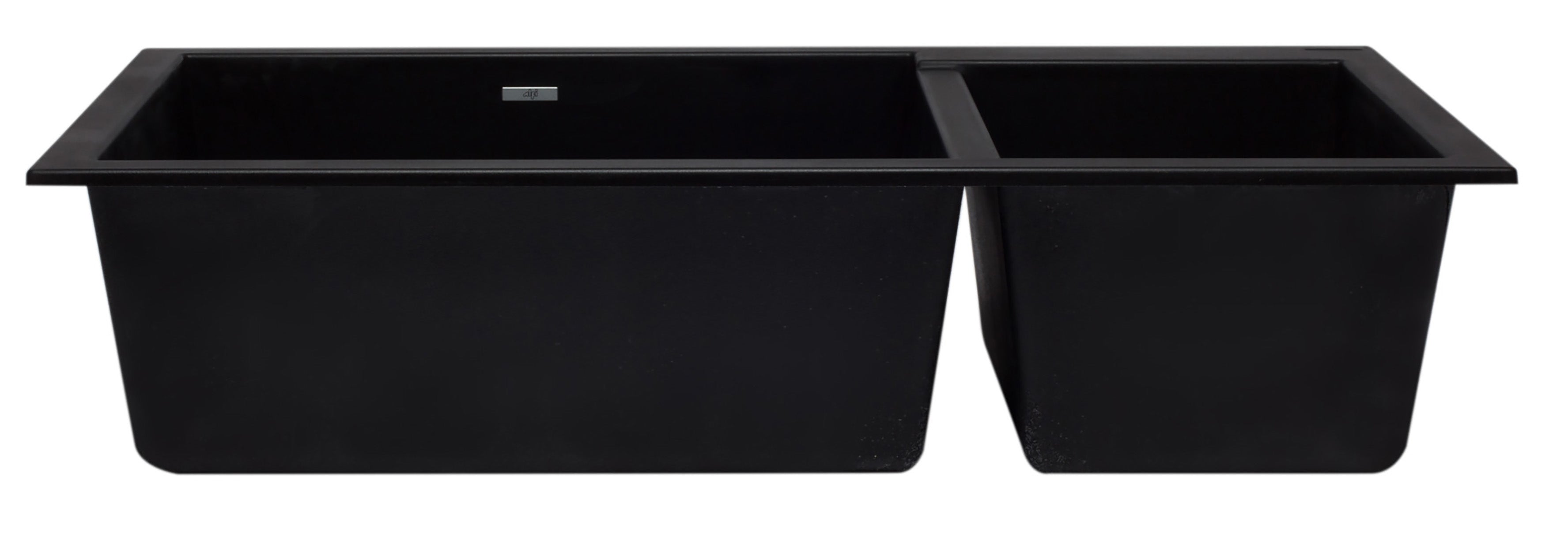 ALFI Black 34" Double Bowl Undermount Granite Composite Kitchen Sink, AB3319UM-BLA