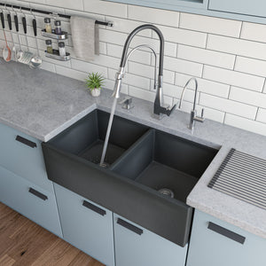 Alternate Image for ALFI brand 33" Fireclay Farmhouse Sink, 50/50 Double Bowl, Concrete, ABCO3318DB