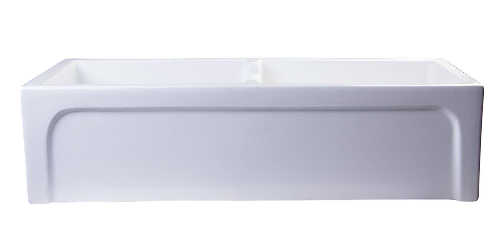 ALFI 39" Arched Double Bowl Thick Wall Fireclay Farmhouse Sink, White, AB3918ARCH-W