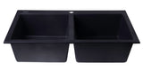 ALFI Black 34" Drop-In Double Bowl Granite Composite Kitchen Sink, AB3420DI-BLA