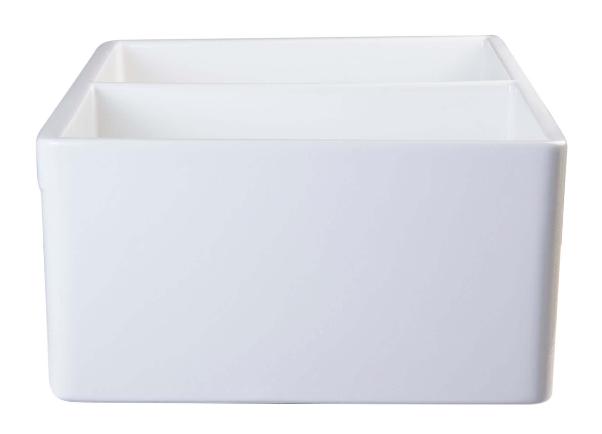 ALFI brand AB537-W Fluted Farmhouse Apron Fireclay 32 in. Double Basin Kitchen Sink in White - The Sink Boutique