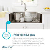 Elkay Crosstown 31" Stainless Steel Kitchen Sink, 16 Gauge, Polished Satin, EFRU281610T