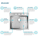 Elkay Crosstown 25" Stainless Steel Kitchen Sink Kit, Polished Satin, ECTSRAD25226TBG4