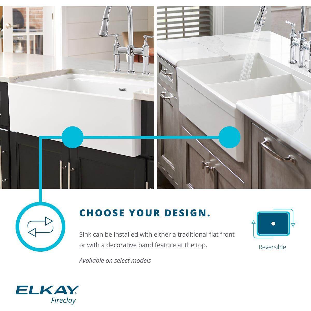 Elkay 33" Fireclay Farmhouse Kitchen Sink, 40/60 Double Bowl, White, SWUF3320WH - The Sink Boutique